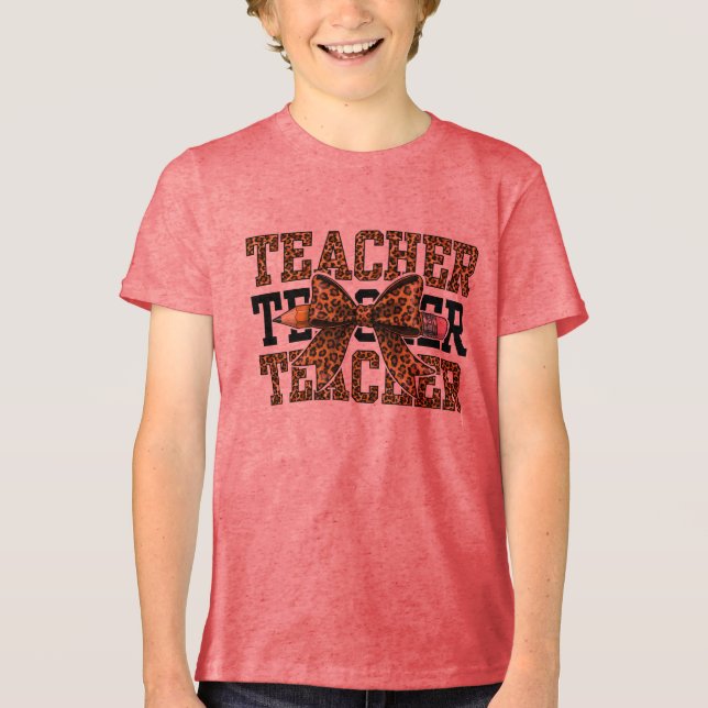 Leopardbåge Lärare Skola Penna Söt Klassrum  T Shirt (Framsida)
