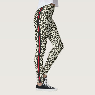 Leopardbalkar med Röda Rand Leggings