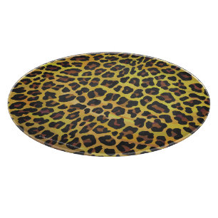 Leopardbrunt och gul tryckrundaskärbräda