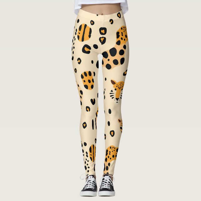 Leopardchefer Mönster Leggings (Framsida)