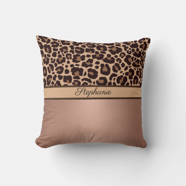 Leoparddjurtryck Gepard Rosa Guld Trendigt Kudde (Framsida)
