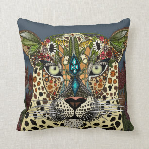 leoparddrottningblått kudde