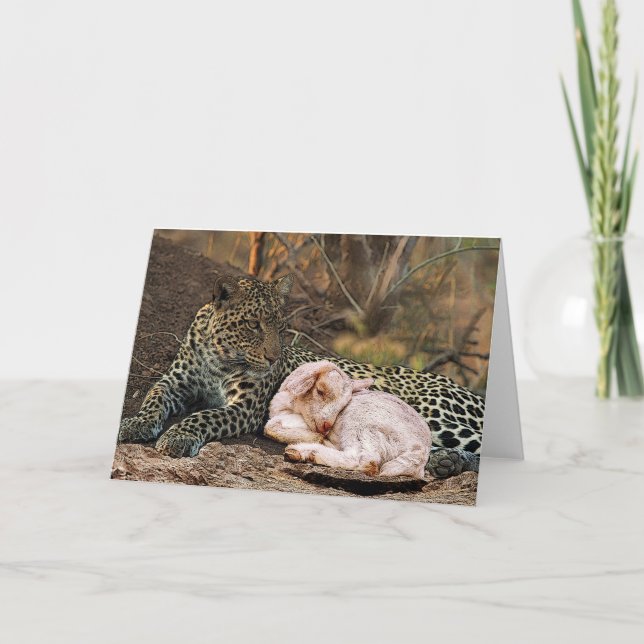 Leoparden ljuger besegrar med lamb-Isaiahen 11 Kort (Framsida)