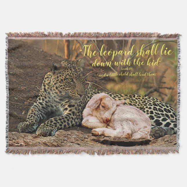 Leoparden ljuger besegrar med unge-Isaiahen 11 Filt (Framsidan)