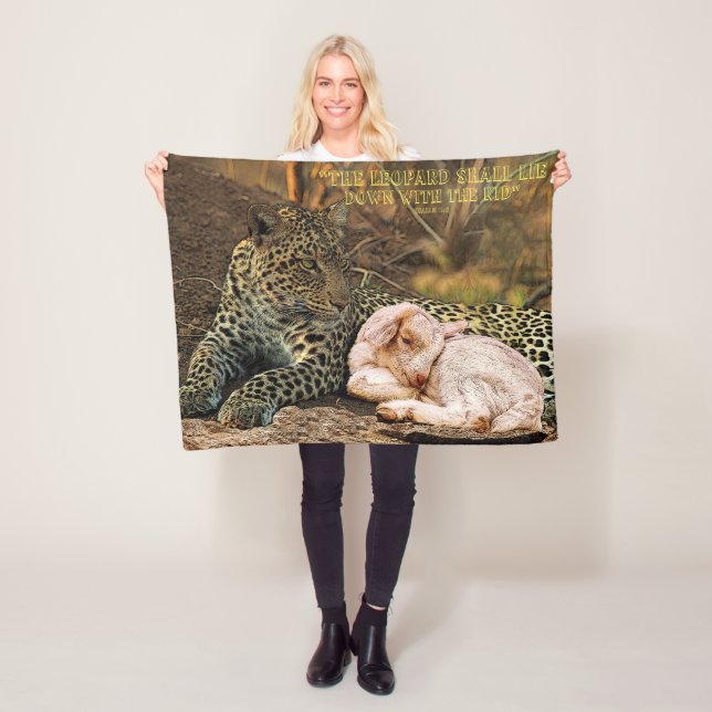 Leoparden ljuger besegrar med unge-Isaiahen 11 Fleecefilt (På plats)