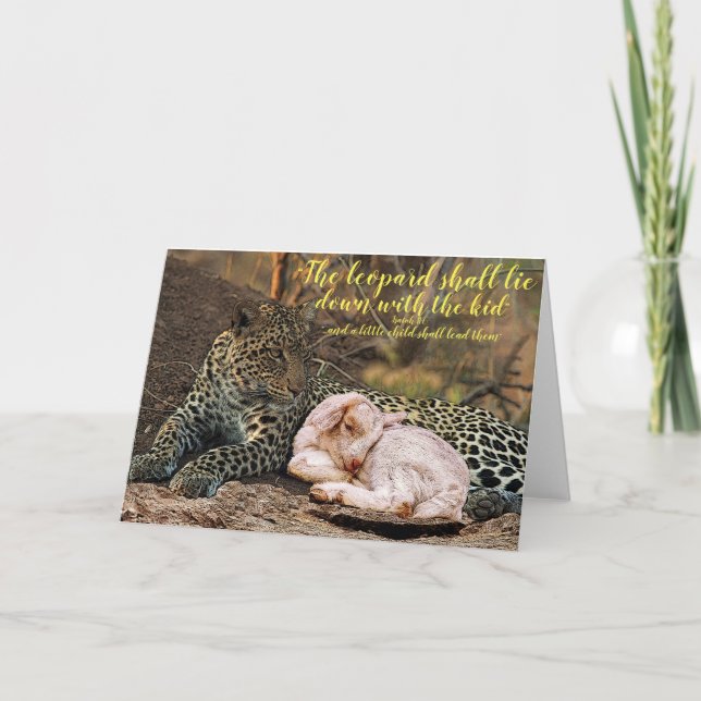 Leoparden ska ljuga ner med lammen-Isaiah 11 Kort (Framsida)