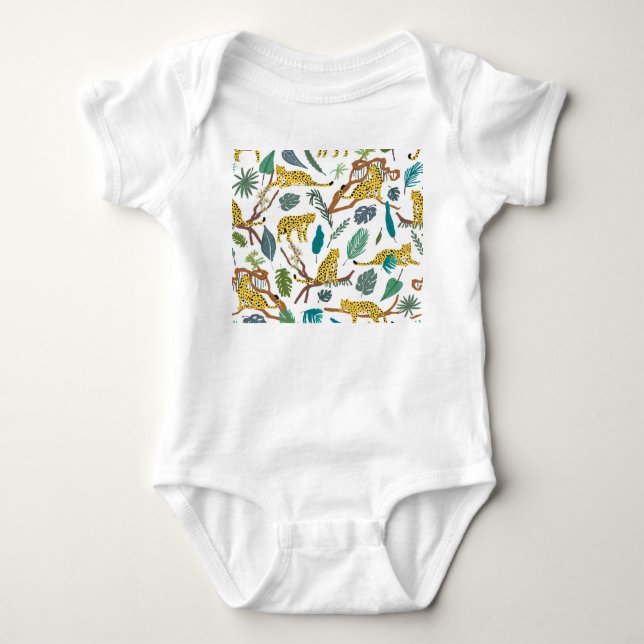 Leoparder i djungeln, handdragen mönster. t shirt (Framsida)