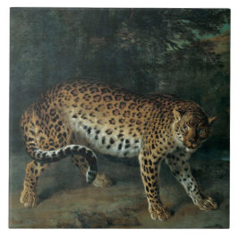 Leoparder (kvinnlig leopard) (Jean-Baptiste Oudry) Kakelplatta