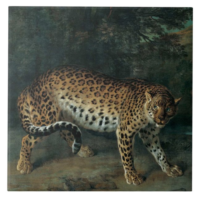 Leoparder (kvinnlig leopard) (Jean-Baptiste Oudry) Kakelplatta (Framsidan)
