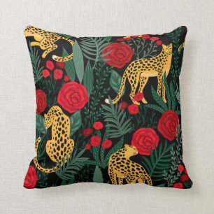 Leoparder och Rosor Kudde