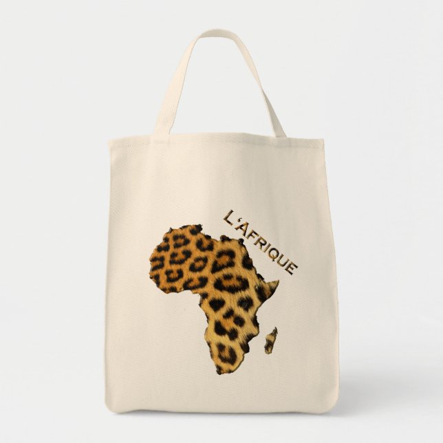 Leopardfläckad Karta av Afrika Tote Bag Tygkasse (Framsidan)