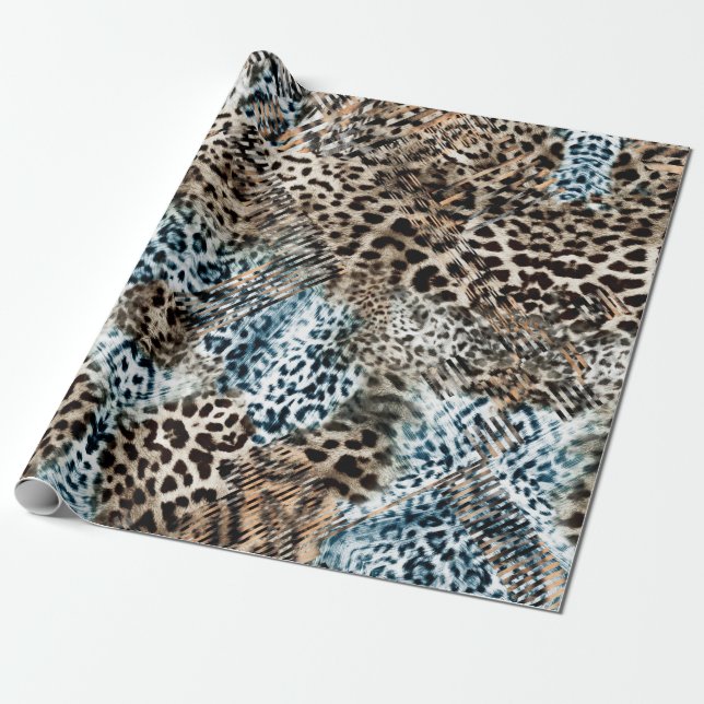 Leopardfläckar Djurtryckmönster Presentpapper (Utrullad)