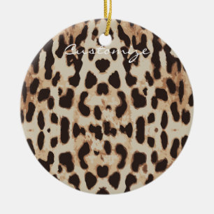 Leopardfläckar Mönster Thunder_Cove Julgransprydnad Keramik