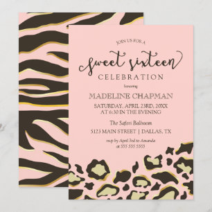 Leopardfläckar & tigerrandsweet sixteen inbjudningar