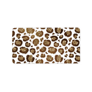 Leopardfläckar Vilda Djur Gyllene Glitter Safari Adressetikett