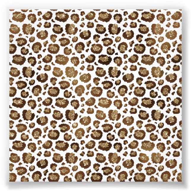 Leopardfläckar Vilda Djur Gyllene Glitter Safari Fototryck (Framsidan)