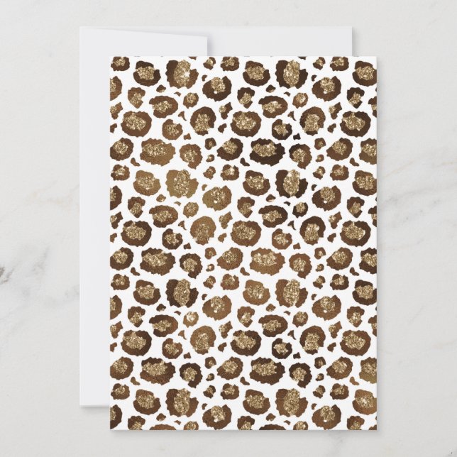 Leopardfläckar Vilda Djur Gyllene Glitter Safari Inbjudningar (Framsida)