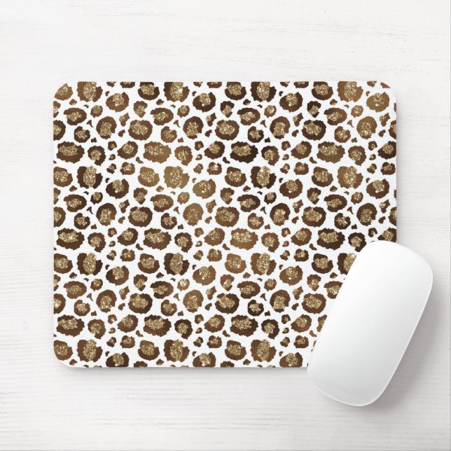 Leopardfläckar Vilda Djur Gyllene Glitter Safari Musmatta (Med mus)