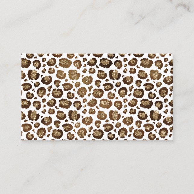 Leopardfläckar Vilda Djur Gyllene Glitter Safari Visitkort (Framsida)