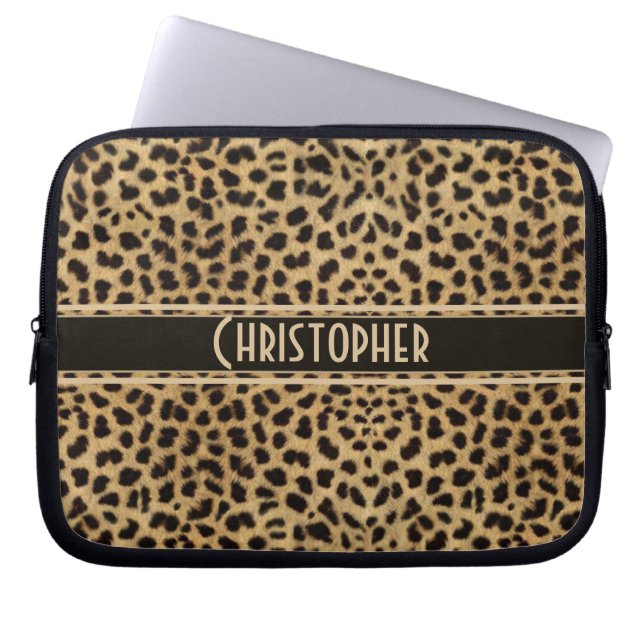 Leopardfläcken flår tryckpersonlig laptop sleeve (Framsidan)