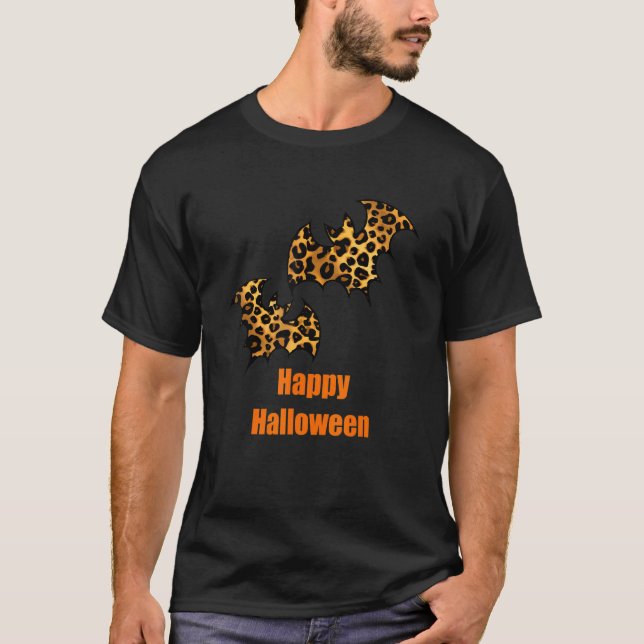Leopardfladdermöss Halloween spökskräck T Shirt (Framsida)