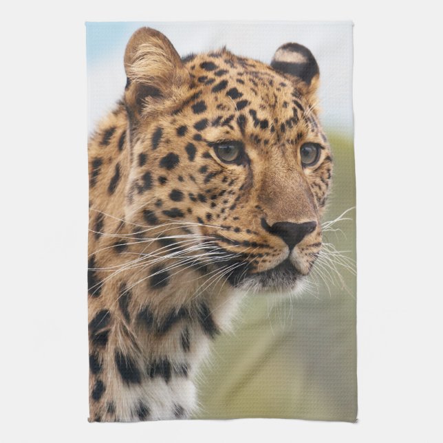 Leopardfoto Kökshandduk (Vertikal)