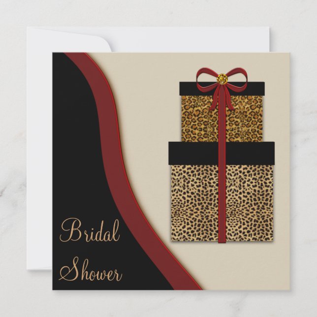 Leopardgåvor Leopard Bröllopsdusch Inbjudningar (Framsida)