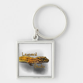 LeopardGecko Keychain Fyrkantig Silverfärgad Nyckelring