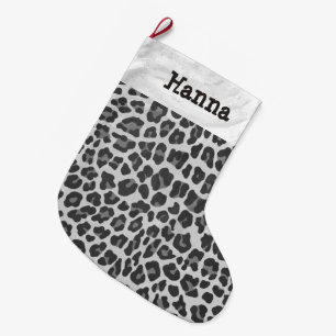 Leopardgrått och tänder - det gråa trycket stor julstrumpa