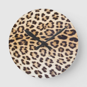 Leopardhår Rund Klocka