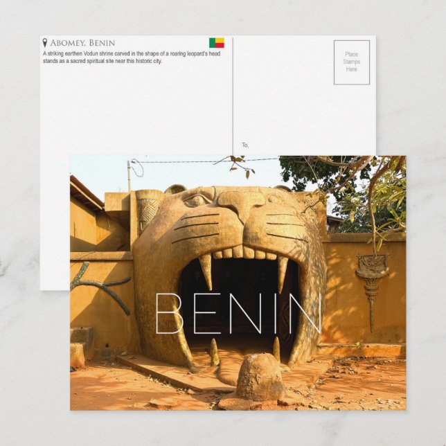 Leopardhuvudsskrin, Abomey, Benin Resebrev Vykort (Fram/baksida)