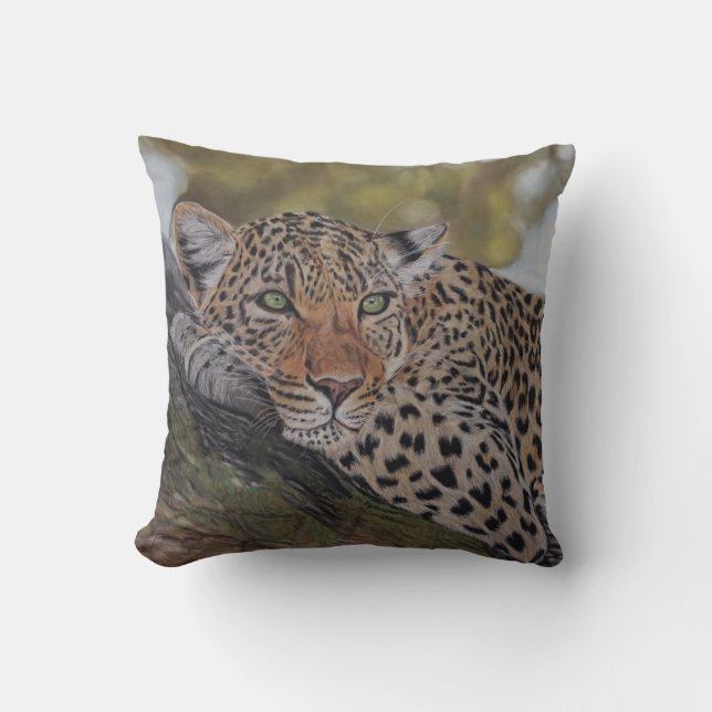 Leopardkatten som ljuger i ett träd, kudder kudde (Framsida)