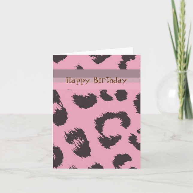 Leopardmönster Födelsedag Kort (Framsida)