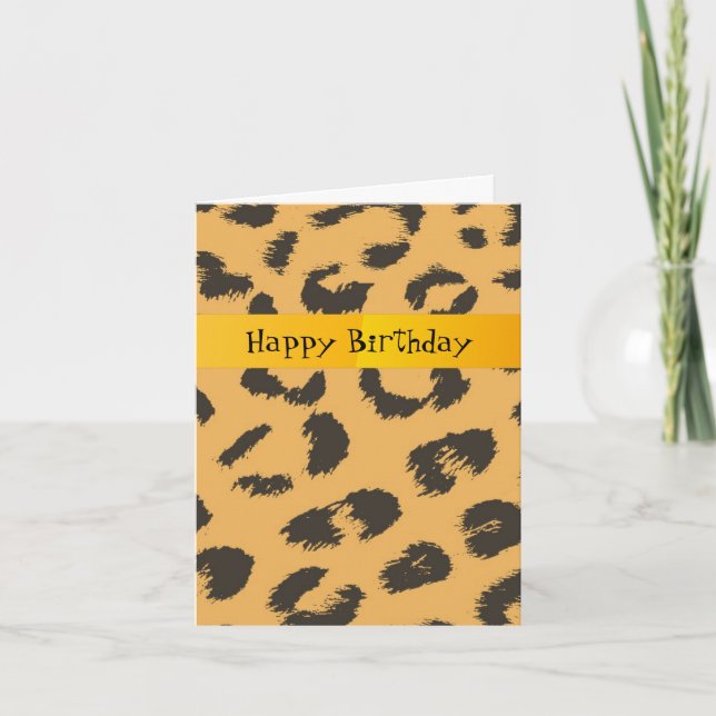 Leopardmönster Födelsedag Kort (Framsida)