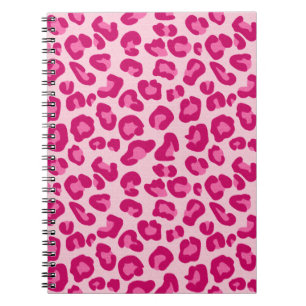 Leopardmönster i pastellrosa, hetrosa och fuchsia anteckningsbok