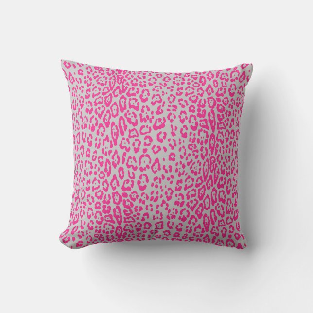 Leopardmönster i rosa och grått kudde (Framsida)