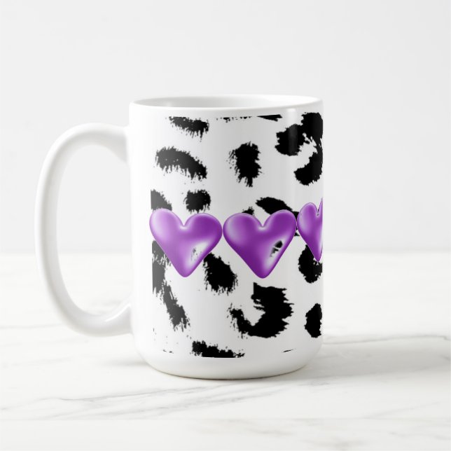 Leopardmönster Med Hjärtan Kaffemugg (Vänster)