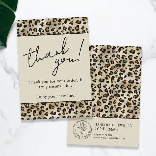 Leopardmönster Med Logotyp Tack För Din Beställnin Visitkort