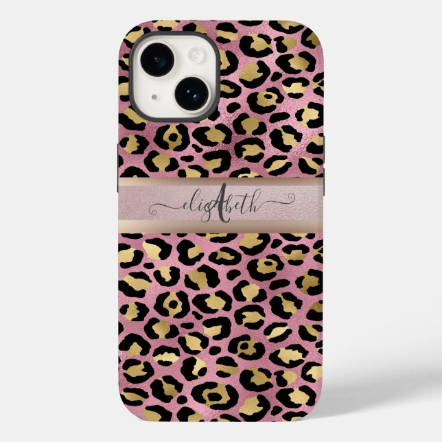 Leopardmönster Monogram Roséguld Svart (Baksida)