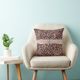 Leopardmönster Monogram Roséguld Svart Kudde