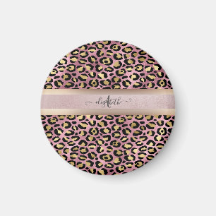 Leopardmönster Monogram Roséguld Svart Magnet