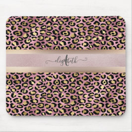 Leopardmönster Monogram Roséguld Svart Musmatta