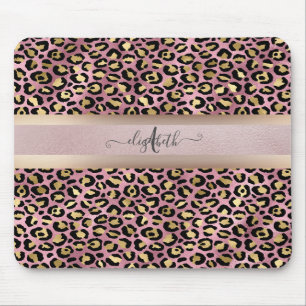 Leopardmönster Monogram Roséguld Svart Musmatta