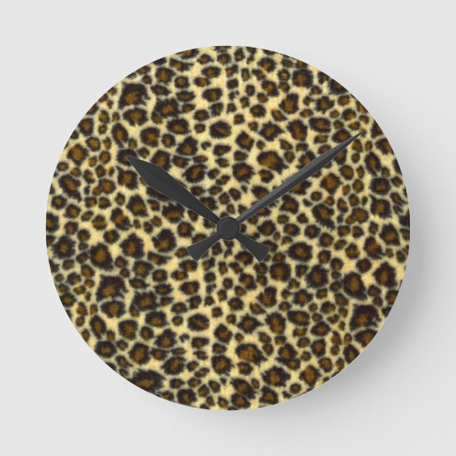 Leopardmönster Rund Klocka (Framsida)