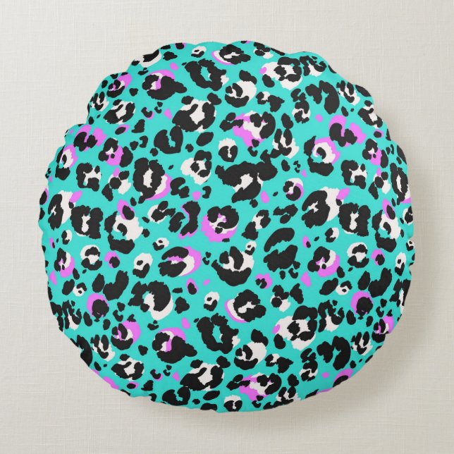 Leopardmönster Rund Kudde (Framsidan)