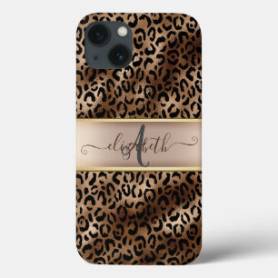 Leopardmönster Svart Brons Monogram