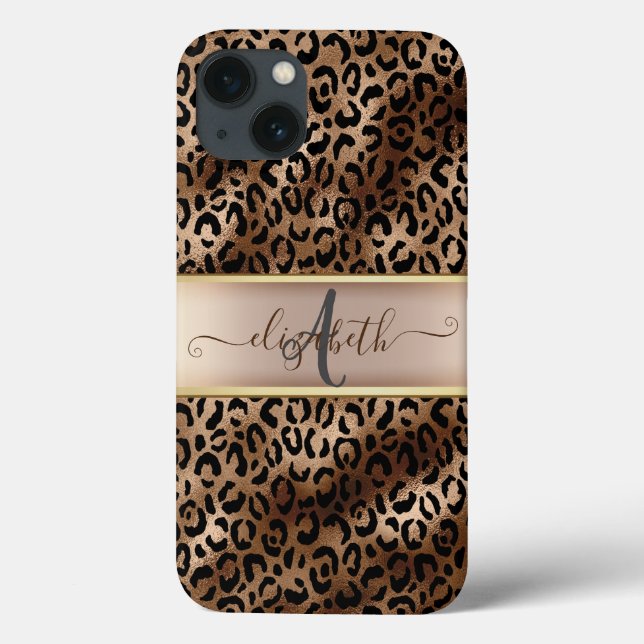Leopardmönster Svart Brons Monogram    (Baksida)