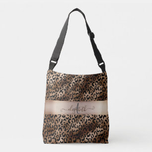 Leopardmönster Svart Brons Monogram Axelväska