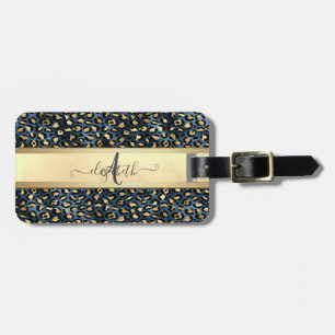 Leopardmönster Svart Brons Monogram Bagagebricka