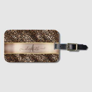 Leopardmönster Svart Brons Monogram Bagagebricka